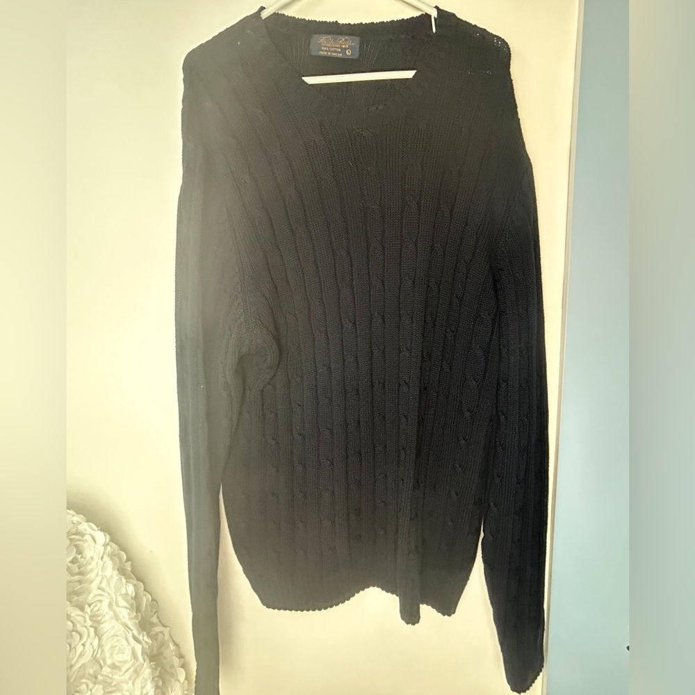Brooks Brothers Dark Blue Ribbed Chunky Sweater Men's Large